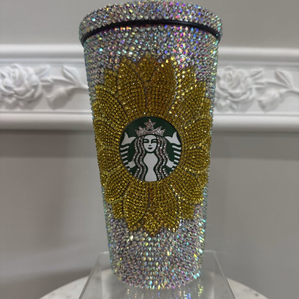 SWAROVSKI CRYSTALS STUDDED STARBUCKS Crystals Cup, Bling Cup, Bedazzled cup;